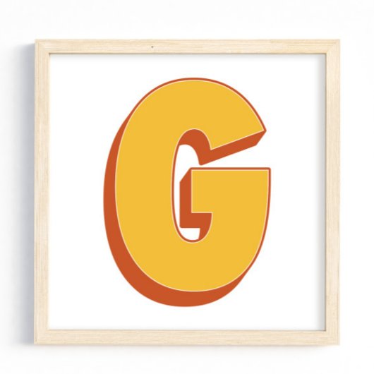 Affiche d'art lettre, monogramme G, initiale de ty
