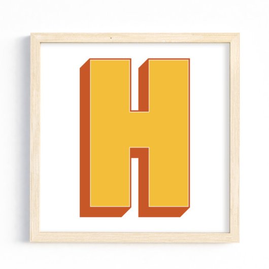 Affiche d'art lettre, monogramme H, initiale de ty