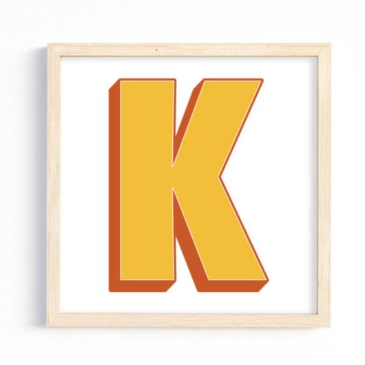 Affiche d'art lettre, monogramme K, initiale de ty