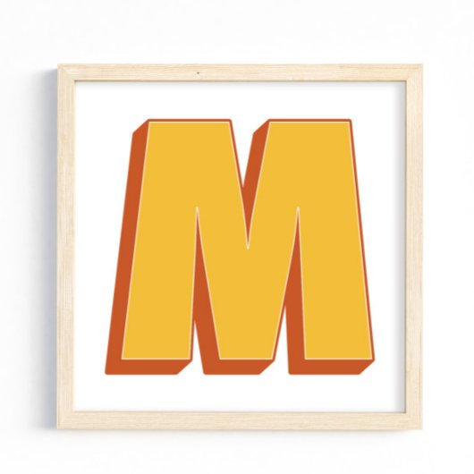Affiche d'art lettre, monogramme M, initiale de ty