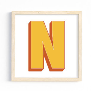 Affiche d'art lettre, monogramme N, initiale de ty