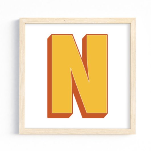 Affiche d'art lettre, monogramme N, initiale de ty