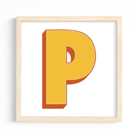 Affiche d'art lettre, monogramme P, initiale de ty