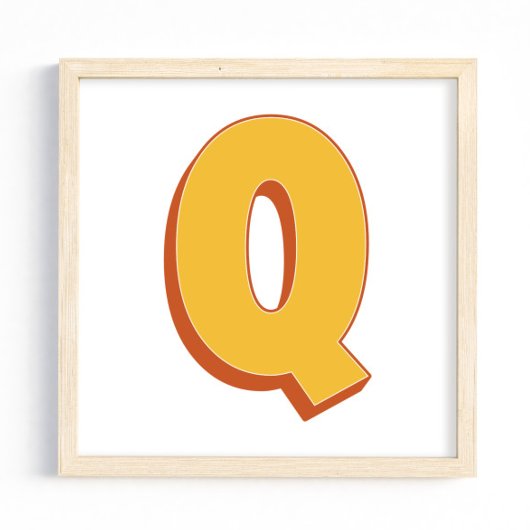 Affiche d'art lettre, monogramme Q, initiale de ty