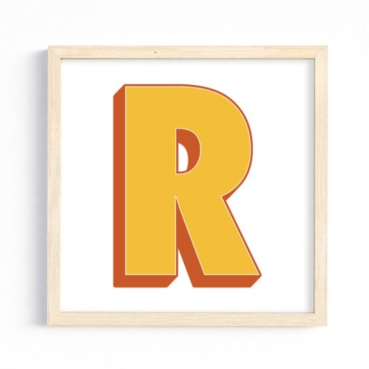 Affiche d'art lettre, monogramme R, initiale de ty