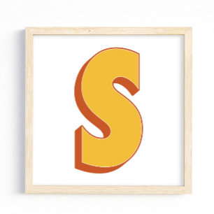 Affiche d'art lettre, monogramme S, initiale de ty