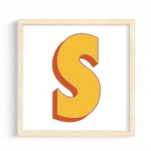 Affiche d'art lettre, monogramme S, initiale de ty