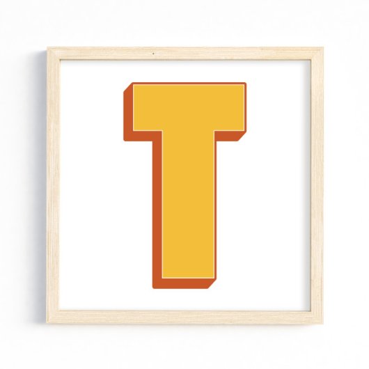 Affiche d'art lettre, monogramme T, initiale de ty