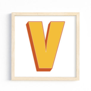 Affiche d'art lettre, monogramme V, initiale de ty