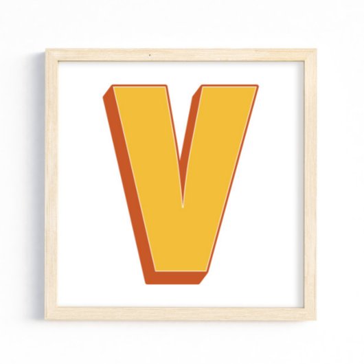 Affiche d'art lettre, monogramme V, initiale de ty