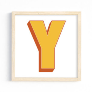 Affiche d'art lettre, monogramme Y, initiale de ty