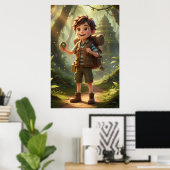 Affiche d'art Little Explorer Jungle Adventure (Bureau à domicile)
