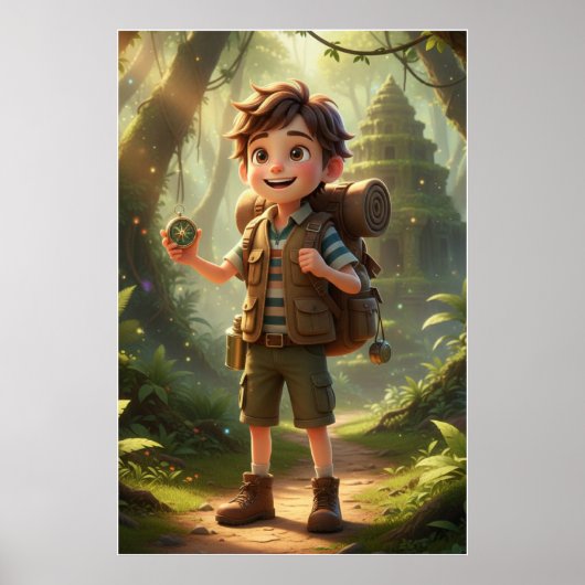 Affiche d'art Little Explorer Jungle Adventure (Devant)