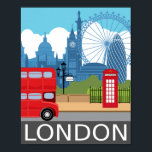 affiche d'art londonien rétro<br><div class="desc">Imprimerie d'art londonienne Conçu par The Arty Apples Limited</div>