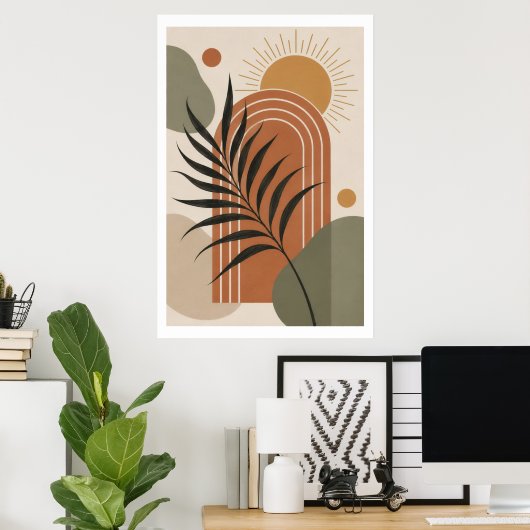 Affiche d'art Moderne Boho à feuille de palmier (Bureau à domicile)