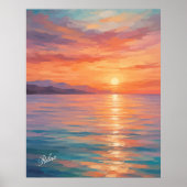 Affiche d'art moderne de coucher de soleil côtier (Devant)