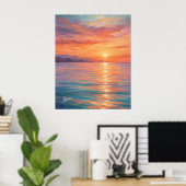 Affiche d'art moderne de coucher de soleil côtier (Bureau à domicile)
