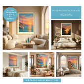 Affiche d'art moderne de coucher de soleil côtier