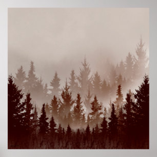 Affiche d'art moderne forêt foncée le jour du brum