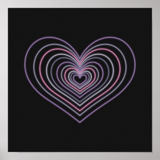 Affiche d'art mural à cœur néon violet (Devant)