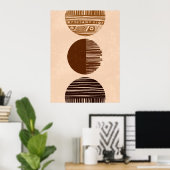 Affiche d'art mural abstrait bohème marron beige c (Bureau à domicile)