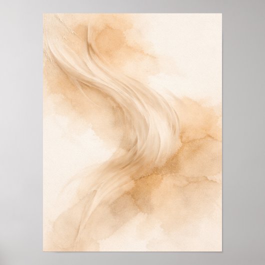 Affiche d'art mural abstrait Golden Flow – Moderne (Devant)
