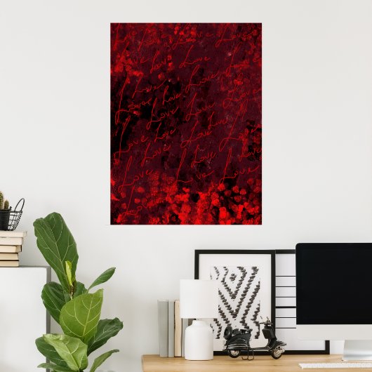 Affiche d'art mural abstrait rouge romantique (Bureau à domicile)