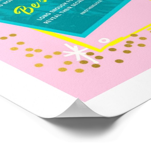 Affiche d'art mural Be Still Citation Rose Vert (Coin)