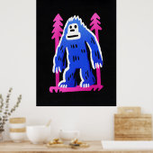 Affiche d'art mural Bigfoot en forêt rose et bleu (Cuisine)
