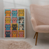 Affiche d'art mural Collage de panneaux de chats m