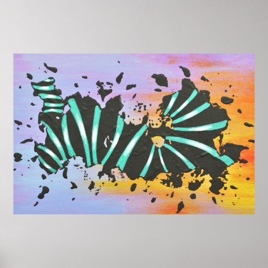 Affiche d'art mural contemporain abstrait Code Éne (Devant)
