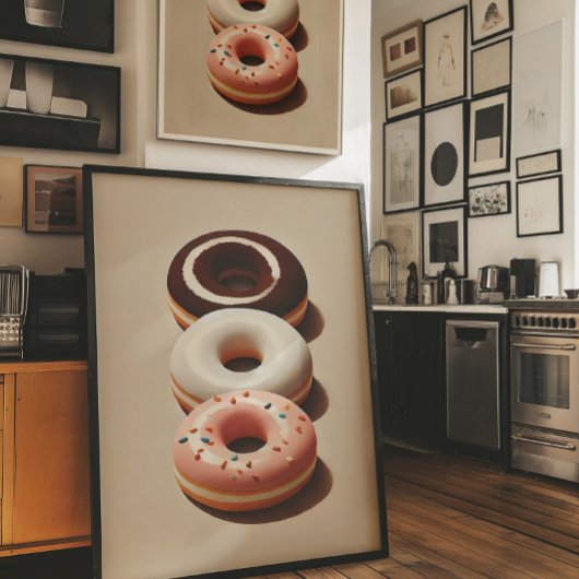Affiche d'art mural de beignet esthétique minimali