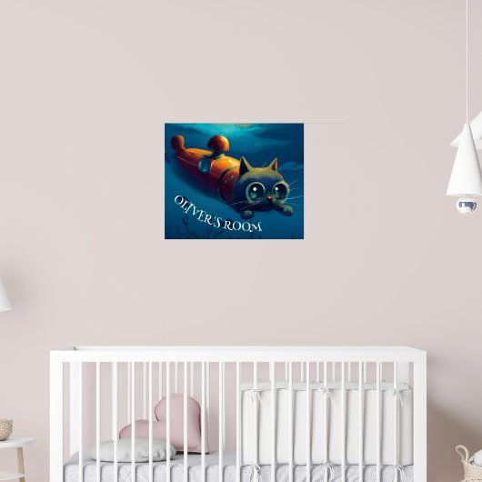 AFFICHE D'ART MURAL DE CHAT FANTASISTE SOUS-MARIN (Pépinière 2)