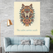 Affiche d'art mural de citation boho loup floral