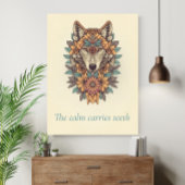Affiche d'art mural de citation boho loup floral