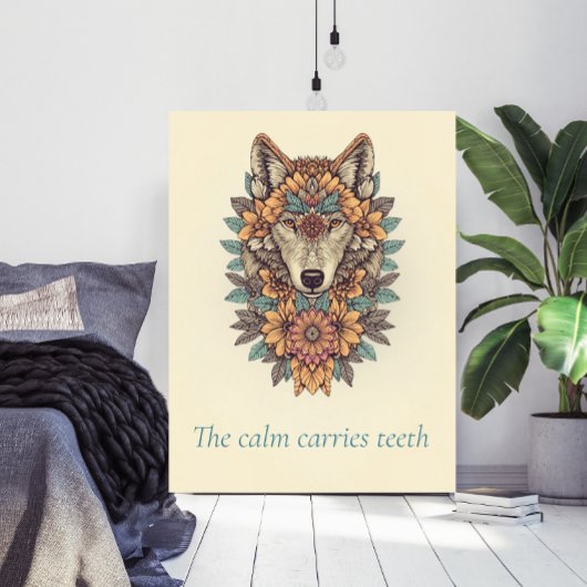 Affiche d'art mural de citation boho loup floral
