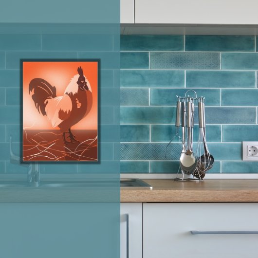 Affiche d'art mural de cuisine orange coucher de s