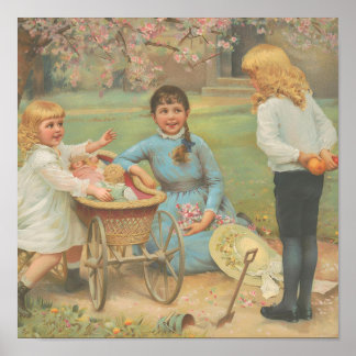 Affiche d'art mural de jardin pour enfants vintage