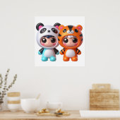 Affiche d'art mural de poupée Kawaii mignonne pour (Cuisine)