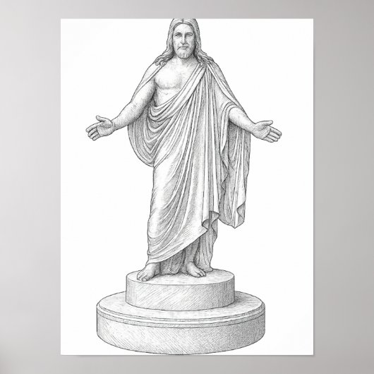 Affiche d'art mural dessin au trait Christus (Devant)