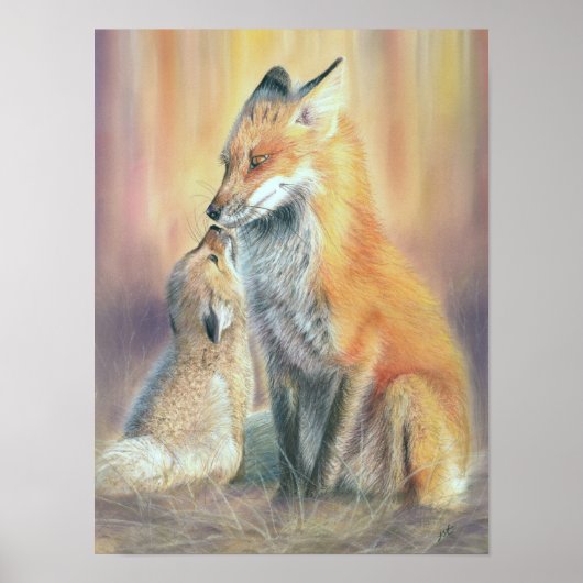 Affiche d'art mural empreinte de renard. Une mère  (Devant)