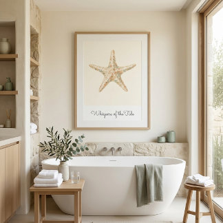 Affiche d'art mural étoile de mer moderne côtière