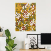 Affiche d'art mural feuille d'olive moutarde (Bureau à domicile)