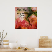 Affiche d'art mural Fleur rose Foi, Espérance et A (Cuisine)