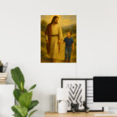 Affiche d'art mural Jésus marchant avec un garçon (Bureau à domicile)