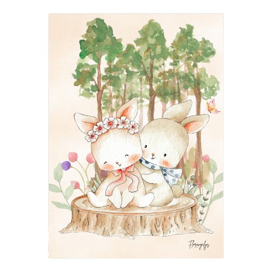 Affiche d'art mural lapin Amour fraternel