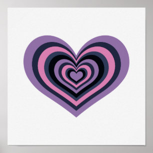 Affiche d'art mural minimaliste rétro cœur