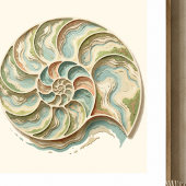 Affiche d'art mural moderne de coquille de nautile