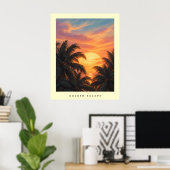 Affiche d'art mural moderne de coucher de soleil a (Bureau à domicile)