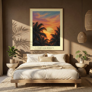Affiche d'art mural moderne de coucher de soleil a
